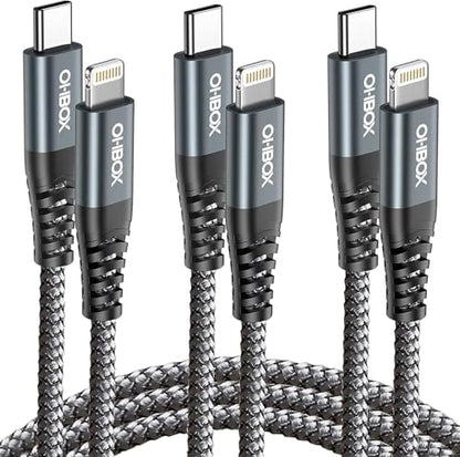 iPhone Charging Cable [Apple MFi Certified] Long iPhone Charger 10FT, 3Pack - color: Grey, size: 10FT, style: C to Lightning