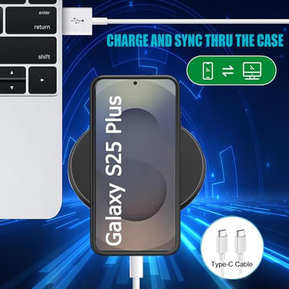 Battery Case for Galaxy S25 Plus,Upgraded 12000mAh Rechargeable Portable Extended Battery Pack Supported Qi Wireless Charging Case Compatible with Galaxy S25 Plus(6.7 inches) Charging Case-Black - size: Galaxy S25 Plus