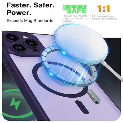 Magnetic Case for iPhone 13 Pro 6.1-Inch, [Compatible with Magsafe][Full Camera Protection] Ultra Slim Translucent Matte Shockproof Protection Phone Cover-Dark Purple - color: Dark Purple, size: iPhone 13 Pro