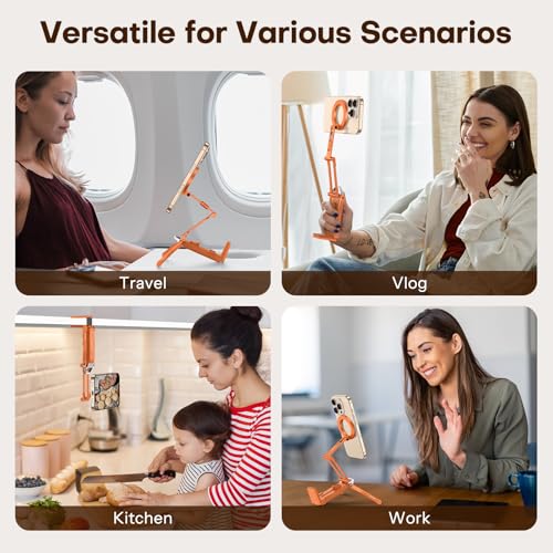 OMOTON TP02 360°Rotating Adjustable Aluminum for MagSafe Tripod, Orange - color: 4-Orange