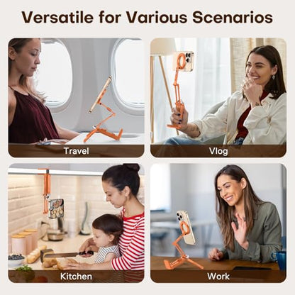 OMOTON TP02 360°Rotating Adjustable Aluminum for MagSafe Tripod, Orange - color: 4-Orange