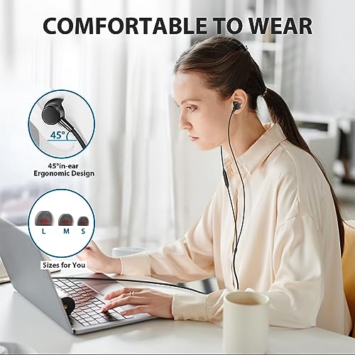 ASKUBSKU Wired Headphones Earphones for School Laptop PC Chromebook, Black - color: Black