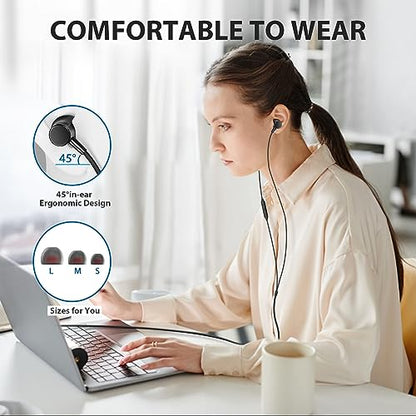 ASKUBSKU Wired Headphones Earphones for School Laptop PC Chromebook, Black - color: Black