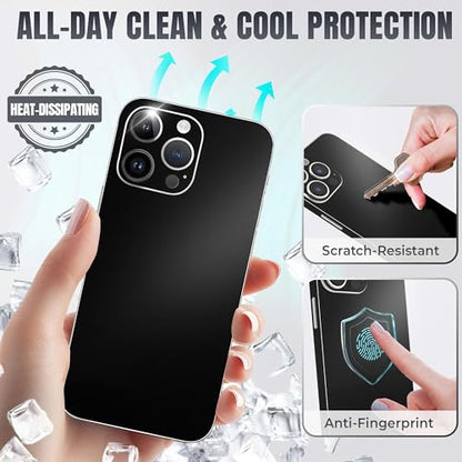2Pcs Skin Wrap Compatible for iPhone 15 Pro – Slim Decal Vinyl Protective Film for Sides & Back – Sleek Fit, Premium Look – Compatible with All iPhone 15 Pro Cases - Black - color: Black