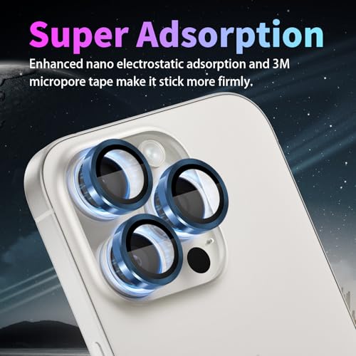 Camera Lens Protector for iPhone 15 Pro/15 Pro Max, Dark Blue - color: Dark Blue