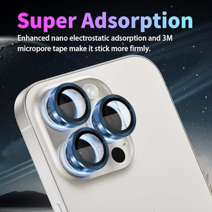 Camera Lens Protector for iPhone 15 Pro/15 Pro Max, Dark Blue - color: Dark Blue