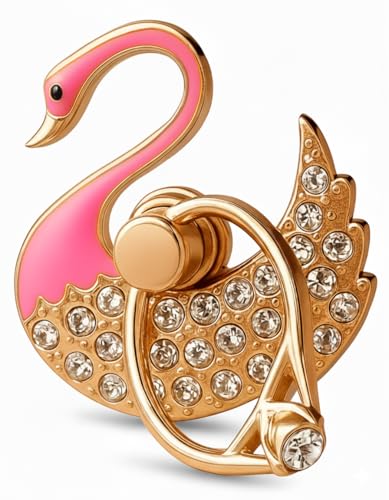 NXVX Swan Phone Ring Holder, Rose Crystal Finger Grip & Kickstand - color: Luxe Swan Rose