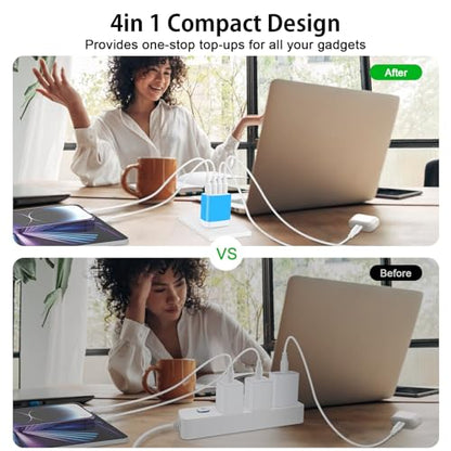 USB Cube Samsung Charging Block for Samsung Galaxy A17 5G A16 A56 A36 A26 A15 A55 A35 A25 A03s S26 Ultra S25 FE S24 S23 Z Flip 5 Z Fold 5,Multi Plug for iPhone 17e 17 16 15 Pro Max 14 13 12,Pixel 10a