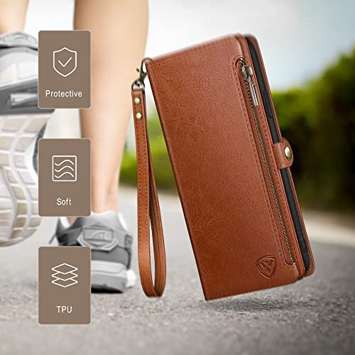 XcaseBar compatible with ‌Samsung Galaxy S26 Plus Wallet case with Zipper Credit Card Holder【RFID Blocking】,Flip Folio Book PU Phone case Shockproof Cover Women Men for SamsungS26Plus case Light Brown - color: Light Brown, size: Samsung Galaxy S26 Plus