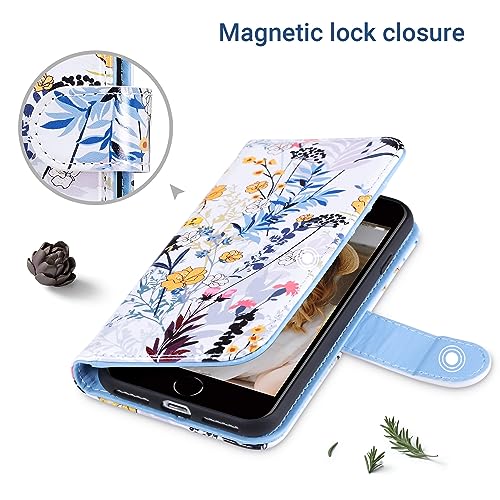 ULAK for iPhone SE 3(2022)/SE(2020)/8/7 Wallet Case Card Holder, Forest | Premium PU Leather Flip Case with Kickstand Card Slots,RFID Blocking,Wrist Strap, Durable Shockproof Cover 4.7 Inch - color: Forest