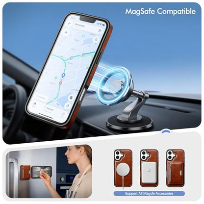 Antsturdy Compatible with MagSafe iPhone 17 Wallet Case,Brown | 2 in 1 Detachable Magnetic,Credit Card Holder Slots,RFID Blocking,PU Leather,Kickstand,Flip Folio Phone Cover for Men & Women - color: Brown, size: iPhone 17 - 6.3"