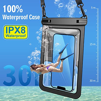 HAISSKY Large Waterproof Phone Pouch Cellphone Dry Bag [2-Pack],Universal IPX8 Waterproof Phone Case Compatible with iPhone 16 15 14 Pro Max 13 12 11 XS XR 8 7,Galaxy S22/S21 Dry Bag - size: 8.5 inch, 2 Pack