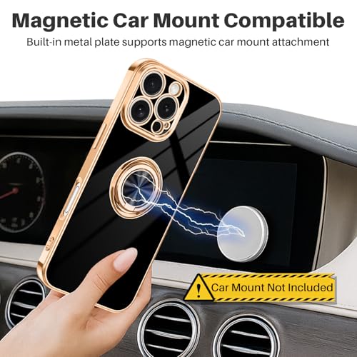 Dinick Black for iPhone 16 Pro Case with Ring Holder Kickstand - color: Black, size: 6.3'' iPhone 16 Pro