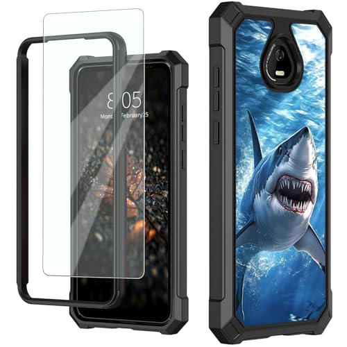 for Schok Volt Sv67q Sv67332 Case with Screen Protector, Military Grade Drop Protection, Dual Layer Hybrid Shockproof Protection TPU Phone Case for Schok Volt Sv67q, Shark - color: Shark