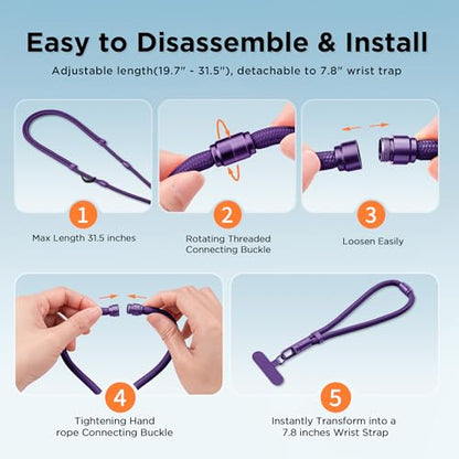 3-in-1 Crossbody Phone Lanyard & Wrist Strap - color: Purple