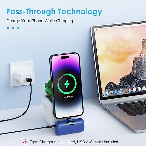 [2 Pack]Small Portable Charger for iPhone14/13,Upgraded 5000mAh PD Fast Charging Power Bank,Mini Portable Phone Charger Compatible with iPhone 14/14 Pro Max/13/13 Pro/12 Pro/11/XR/X/8/7/6-Black+Blue - color: Black+Blue