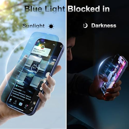 Fotbor [3+3 Pack for iPhone 17 Pro Screen Protector, Anti-Blue Light, [Eye Protection] 9H+ Tempered Glass with Camera Lens Protector - size: iPhone 17 Pro - 6.3 inch