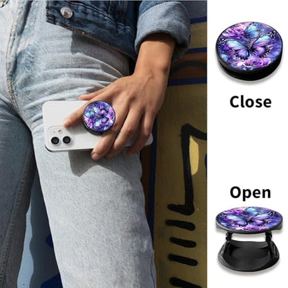 2 Pack Cell Phone Grip with Expanding Kickstand, Blue Butterfly - color: Blue Butterfly