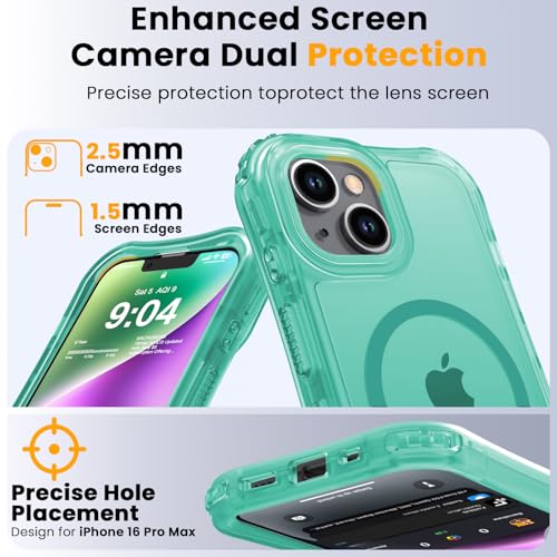 WRJ Magnetic Matte for iPhone 13 Case,iPhone 14 Case,[Compatible with MagSafe][Military Grade Drop Protection] Translucent Anti-Fingerprint Full Body Shockproof Phone Case-Mint Green - color: Mint Green, style: Matte