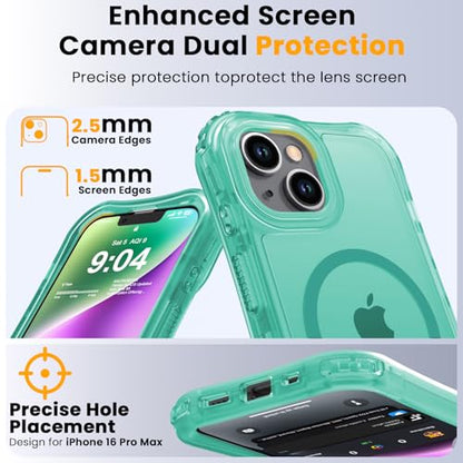 WRJ Magnetic Matte for iPhone 13 Case,iPhone 14 Case,[Compatible with MagSafe][Military Grade Drop Protection] Translucent Anti-Fingerprint Full Body Shockproof Phone Case-Mint Green - color: Mint Green, style: Matte