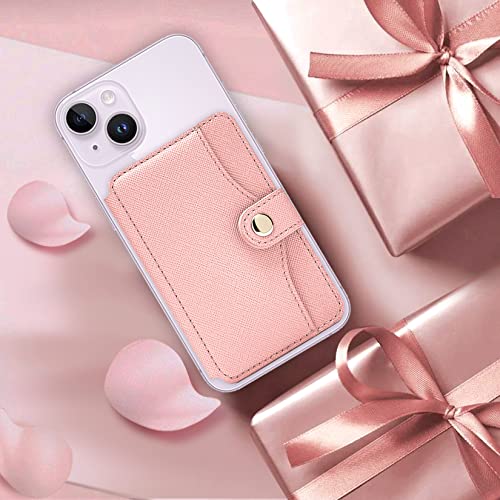 Phone Wallet Stick on for Cases Small Wallet for Women with Adhesive - color: Baby Pink