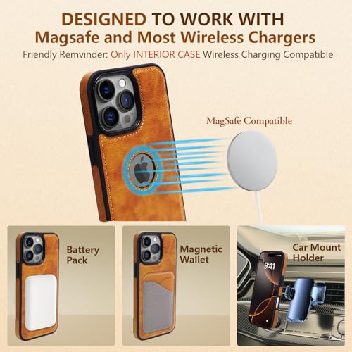 2 in 1 PU Leather for iPhone 15 Pro Max Case, Detachable Wallet Case with Card Holder, Removable Flip Folio Cover with RFID Blocking, Stand Shockproof Phone Cover（Compatible with MagSafe） Brown - color: Brown, size: Iphone 15 pro max
