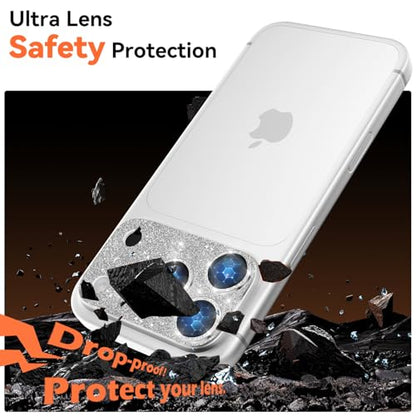 imluckies Compatible with iPhone 17 Pro Camera Lens Protector Bling, Ultra HD Tempered Glass Shiny Diamond Camera Plate Sparkle Screen Protection, 9H Anti-Scratch & Easy Install, Glitter Gray - size: 17pro 6.3" Glitter Gray