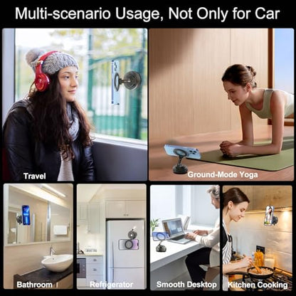 Phone Holders for Your Car, Ultra Vacuum Suction Cup Magnetic Car Phone Holder Mount 360° Adjustable Foldable Cars Phone Stand Compatible with MagSafe iPhone All Smartphones