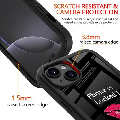 Compatible with iPhone 14 / iPhone 13 Case – Rugged Full-Body Protective Cover for Women Girls Dual Layer Shockproof Bumper, Heavy-Duty Phone Case - Lips Kiss Me to Unlock 060 - color: Lips Kiss Me to Unlock 060