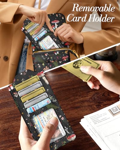 Small Crossbody Phone Purse for Women | Card Slots, Leather Cell Phone Wallet, Adjustable Shoulder Strap, Cross Body Bag for Girls and Ladies, Cute Design - color: Mushroom