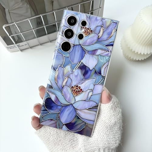 for Samsung Galaxy S26 Ultra Case, Purple Lotus Flower | Cute Floral Flowers Clear Aesthetic Pattern Case for Women Girls,Slim Soft Shockproof Cover for S26 Ultra - color: Purple Lotus Flower, size: for Samsung Galaxy S26 Ultra
