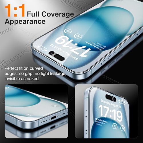 EZ-GLAZ-4+2 Pack for iPhone 15 Privacy Screen Protector (6.1") - size: iPhone 15