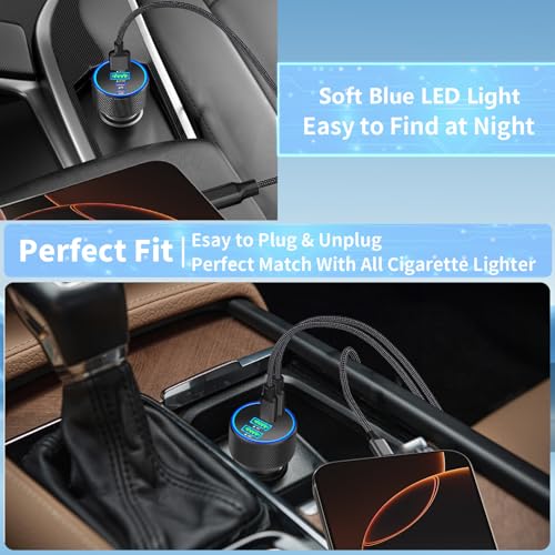Stuffcool Car Charger USB C, 4Port 90W 2USB-C & 2USB-A Car Power Adapter