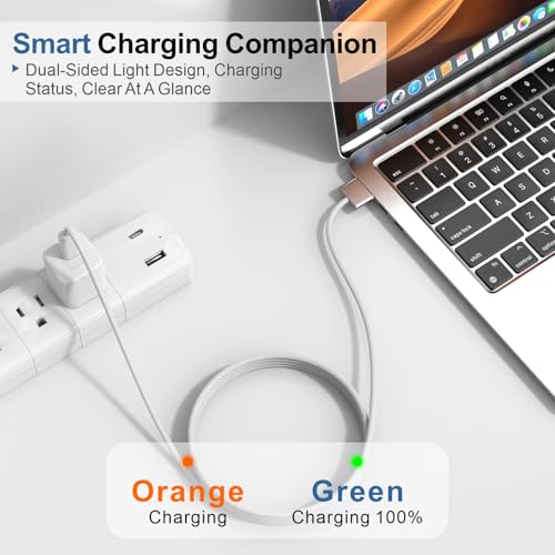 140W USB-C to Magnetic 3 Cable 6.6ft, for MacBook Pro/Air M2-M5, White - color: White