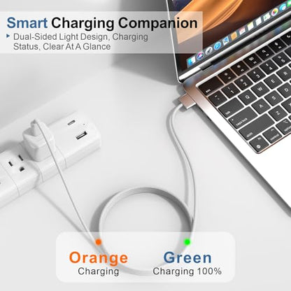 140W USB-C to Magnetic 3 Cable 6.6ft, for MacBook Pro/Air M2-M5, White - color: White