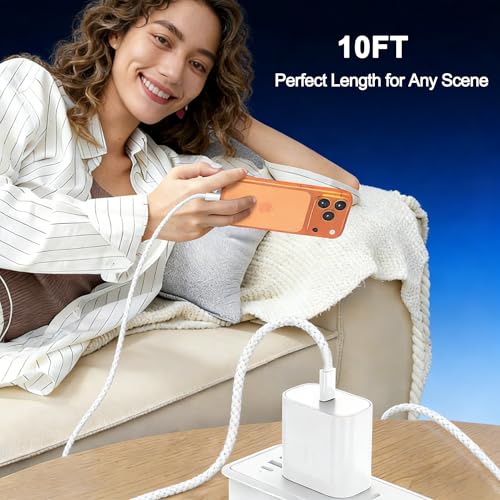 iPhone 17 Charger Fast Charging, [Apple MFi Certified] 2Pack Long 10FT USB C to C Woven Cable Cord Quick iPhone Charger Block for Apple i-Phone 17 Pro Max/17e/Air/16 Pro/15/iPad - size: 10FT
