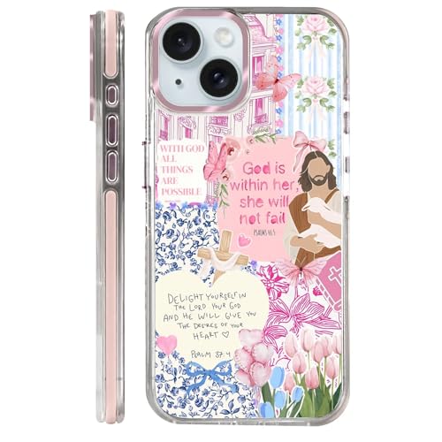 Clear Case for iPhone 14 Plus, [Magnetic Charging Compatible][Military-Grade Protection][Anti-Yellowing] Shockproof Slim Magnetic Phone Case for iPhone 14 Plus, Pink Jesus Collage - color: A Pink Jesus Collage, size: Iphone 14 Plus