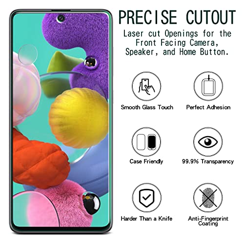 KAREEN 2 Pack Screen Protector for Samsung Galaxy A51, A51 5G, A51 5G UW - size: [Regular]Samsung A51