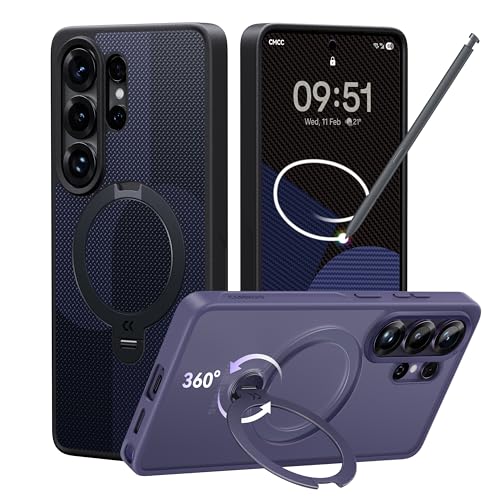 CASEKOO Geo Blue for 26U Case with 360 Spin Magnetic Stand, Fit for MagSafe | 360 Spin Magnetic Stand, Fit for MagSafe, 18FT MIL-STD Protection, Invisible Ring Holder Phone Case - color: Two-Tone Blue