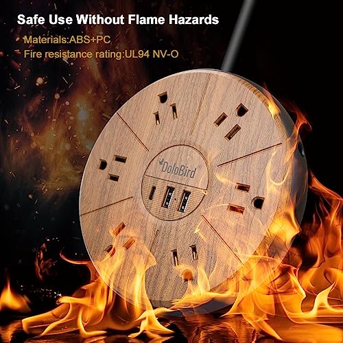 Power Strip Surge Protector 6 AC outlets with USB and USB-C PD 20W Fast Charging 15A 1875W high Power Output Widely Spaced Multi outlets Circuit Breaker Safeguard for Home,Office, Dorm Room - color: Light Wood Grain USB-C