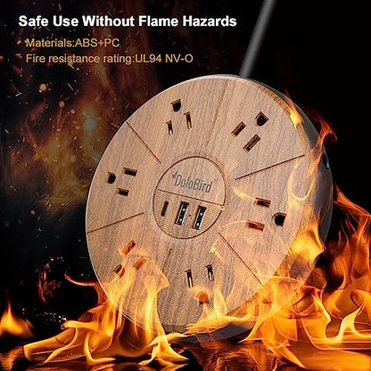 Power Strip Surge Protector 6 AC outlets with USB and USB-C PD 20W Fast Charging 15A 1875W high Power Output Widely Spaced Multi outlets Circuit Breaker Safeguard for Home,Office, Dorm Room - color: Light Wood Grain USB-C