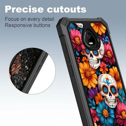 for Schok Volt Sv67q Sv67332 Case with Screen Protector, Military Grade Drop Protection, Dual Layer Hybrid Shockproof Protection TPU Phone Case for Schok Volt Sv67q, Sugar Skulls - color: Sugar Skulls