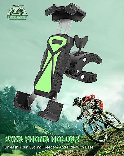 Universal Golf Cart Phone Holder, Phone Mount for Bike, Bicycle, Push Cart, Boat, Car, Stroller, Motorcycle, Fits Most Mobile Smartphones, Adjustable Handlebar Cell Phone Holder Shockproof - color: Green
