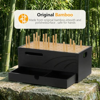 Homde Office Charging Station Organizer: 2 Layer Charger Holder (Black) - color: Natural and Black