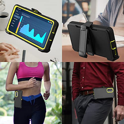Compatible with Motorola Edge (2022) Case, with Belt Clip Holster Heavy Duty Rugged Shockproof Full Body Protection Kickstand Phone case for Motorola Edge (2022) (Black+Yellow) - color: Black+Yellow