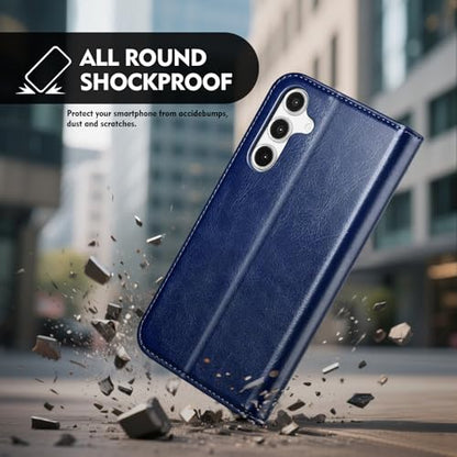 Compatible with Samsung Galaxy S25 FE Case Wallet with Card Holder [4 Card Slots] Kickstand [RFID Blocking] PU Leather Phone Case Flip Folio Protective Cover TPU Shockproof,Blue - color: Blue, size: Samsung Galaxy S25 FE