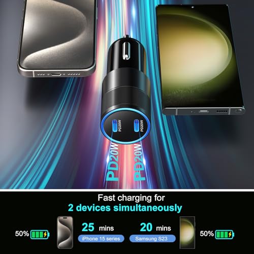 5 Pack USB C Car Charger, 40W Dual Port 12V USB C Cigarette Lighter Adapter - size: 5-Pack