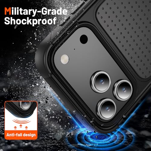 Designed for iPhone 17 Pro Max Case 2 in 1 Gift Militay Grade Drop Protective Rugged Heavy Duty Cover Shockproof Case for iPhone 17 Pro Max Phone Case for Women Men Boy Girl (Black) - color: Black