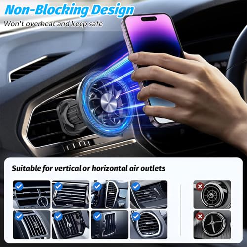 Magnetic Car Phone Holder for Air Vent (Black) - color: Black