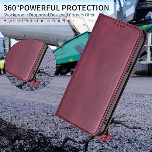 Bumper Case Compatible with Galaxy A20E, Leather Phone Case with RFID Blocking Card Holder Ultra Slim Cover Protective Scratch Resistant Case Leather Wallet Compatible with Samsung Galaxy A20E/A10E - color: Red